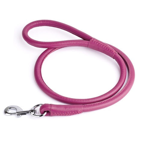 Dogline Soft Round Leather Leash Pink (3/8