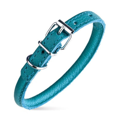 Dogline Soft Round Leather Collar Teal (6