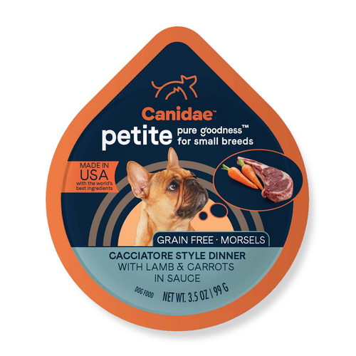 Canidae PURE Petite Grain Free, Limited Ingredient, Small Breed Wet Dog Food, Morsels Lamb and Carrots (3.5-oz, single cup)