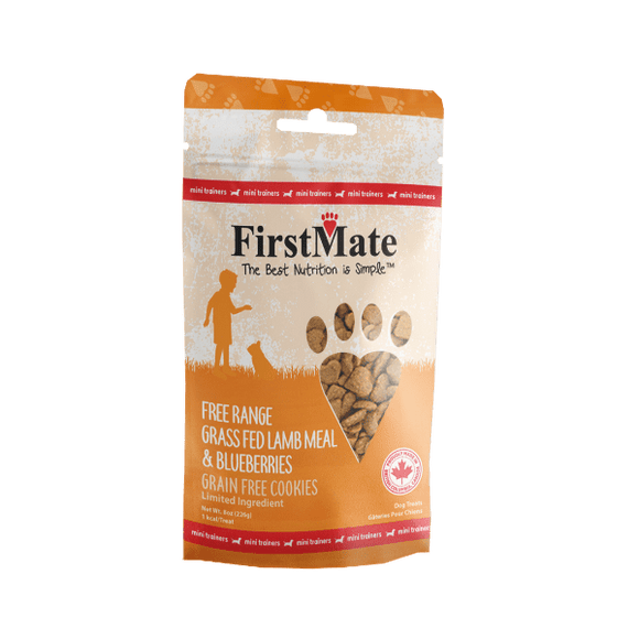 FirstMate Pet Foods Mini Trainers Grass Fed Lamb Meal & Blueberries Dog Treats (8 oz)