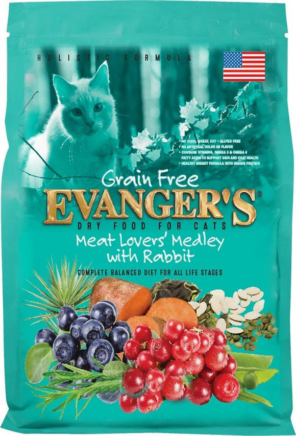 Evangers Grain Free Meat Lover's Medley with Rabbit Dry Cat Food