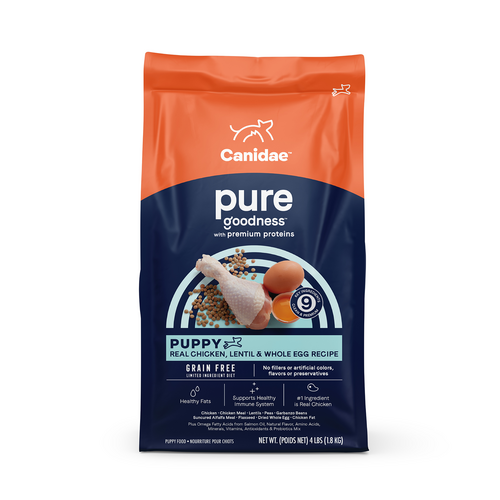 Canidae PURE Grain Free, Limited Ingredient Dry Puppy Food, Chicken, Lentil and Whole Egg (4-lb)