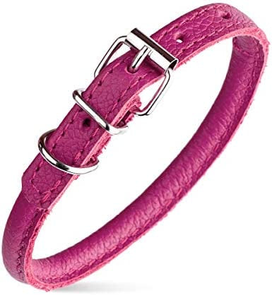 Dogline Soft Round Leather Collar Pink (6