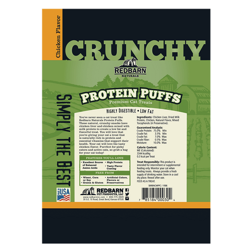 Redbarn Naturals Protein Puffs Chicken Flavor Cat Treats (1-oz)