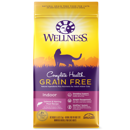 Wellness Complete Health Natural Indoor Adult Grain Free Salmon and Herring Dry Cat Food