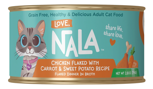 Love Nala Chicken Flaked With Carrot & Sweet Potato Recipe Dinner In Broth Adult Cat Food