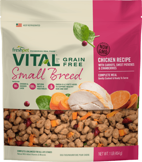 Freshpet Vital Grain Free Small Breed Chicken Recipe with Carrots, Sweet Potatoes & Cranberries for Dogs