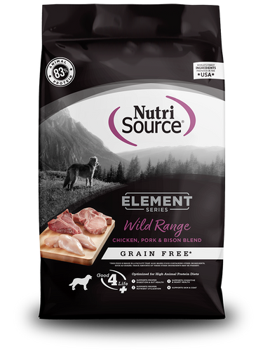 NutriSource® Wild Range Recipe Grain Free Chicken, Pork & Bison Blend Dog Food (24 LB)