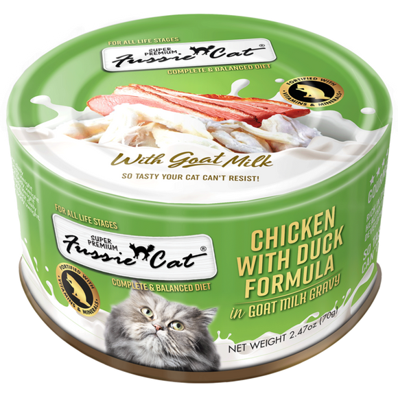 Fussie Cat Chicken with Duck Formula in Goat Milk Gravy Cat Food (2.47 oz (70g))