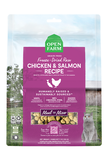 Open Farm Chicken & Salmon Freeze Dried Raw Cat Food (9 oz)