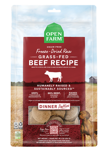 Open Farm Grass-Fed Beef Freeze Dried Raw Patties for Dogs (10.5 oz)