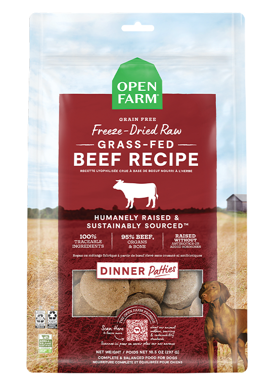 Open Farm Grass-Fed Beef Freeze Dried Raw Patties for Dogs (10.5 oz)