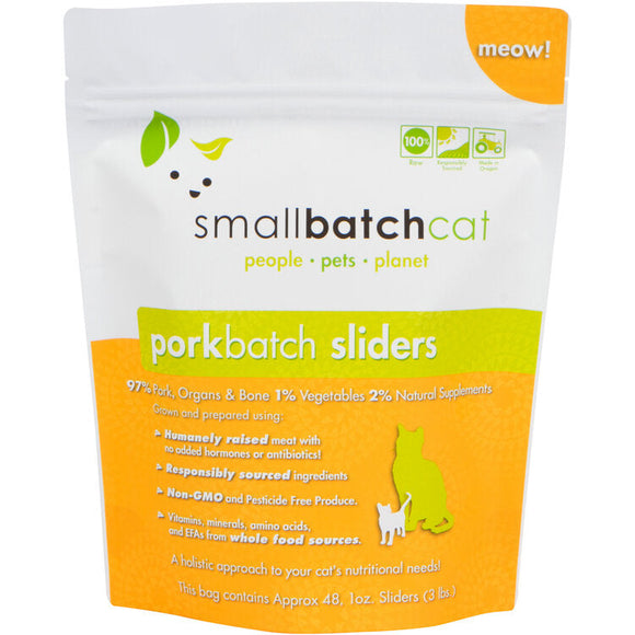 Smallbatch Frozen PorkBatch Cat Food (3 Lb Sliders)