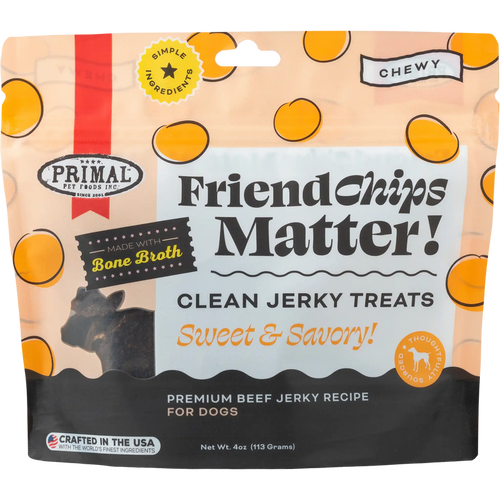 Primal Pet Foods Friend Chips Matter Jerky Treat Beef (4 Oz)