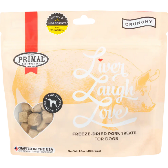 Primal Pet Foods Liver Laugh Love Freeze-Dried Treats for Dogs Pork Liver Recipe