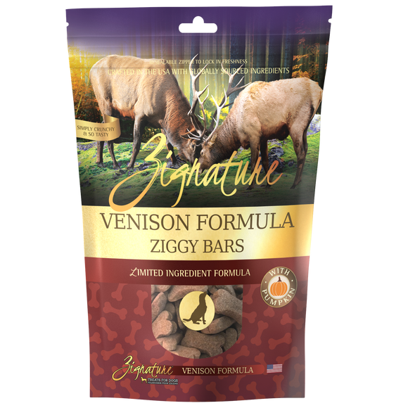 Zignature Ziggy Bars Venison Formula Dog Treats (12-oz)