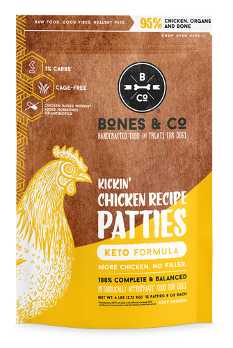 Bones & Co. Kickin' Chicken Recipe Patties Raw Dog Food