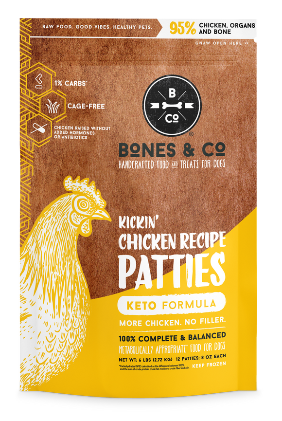 Bones & Co. Kickin' Chicken Recipe Patties Raw Dog Food