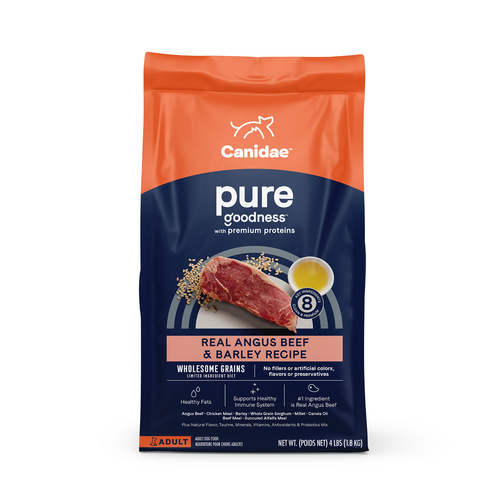 Canidae PURE with Wholesome Grains, Limited Ingredient Dry Dog Food, Beef and Barley (4 Lb.)