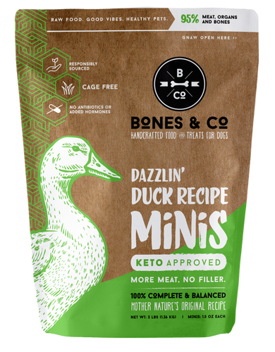 Bones & Co. Dazzlin' Duck Recipe Raw Frozen Mini Patties Dog Food (3 Lb)