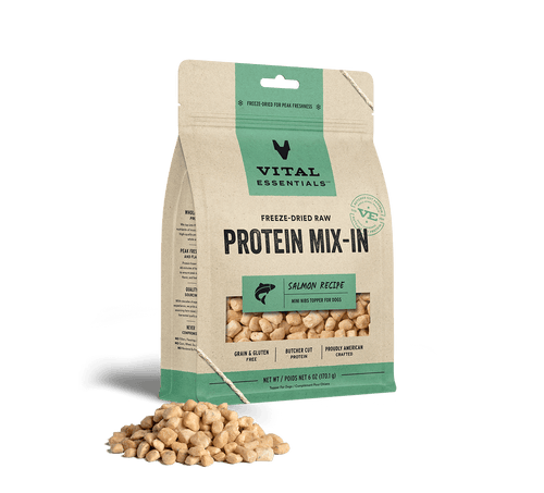 Vital Essentials Freeze Dried Raw Protein Mix-In Salmon Recipe Mini Nibs Topper for Dogs (6 Oz)