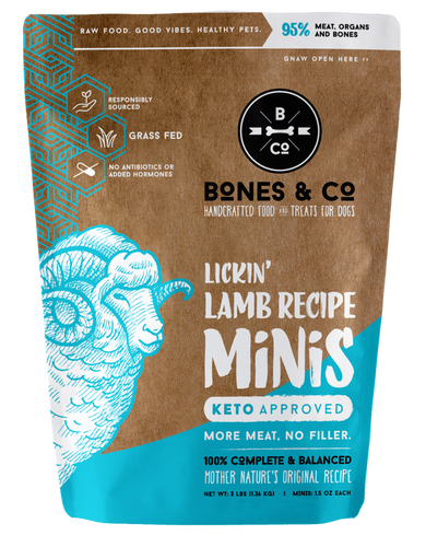 Bones & Co. Lickin' Lamb Recipe Raw Frozen Mini Patties Dog Food (3 Lb)