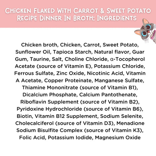 Love Nala Chicken Flaked With Carrot & Sweet Potato Recipe Dinner In Broth Adult Cat Food