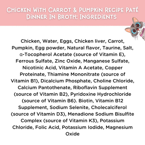 Love Nala Chicken With Carrot & Pumpkin Recipe Paté Dinner In Broth Adult Cat Food