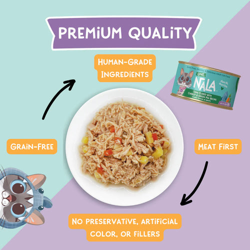 Love Nala Tuna Flaked With Carrot & Green Pea Recipe Dinner In Broth Adult Cat Food