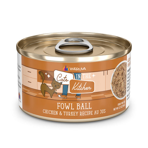 Weruva Cats in the Kitchen Fowl Ball Chicken and Turkey Recipe Au Jus Canned Cat Food
