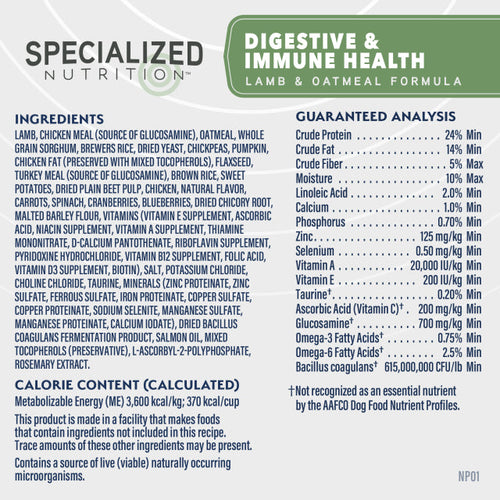 Natural Balance Digestive & Immune Health Lamb & Oatmeal Formula Dry Dog Food