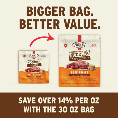 Primal Freeze-Dried Raw Nuggets Dog Food Beef Recipe