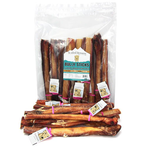 Tuesday's Natural Dog Company 12 Super Jumbo Bully Sticks Odor Free (Bulk)