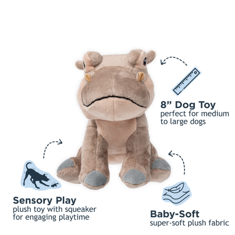 Tall Tails Hippo with Squeaker Dog Toy